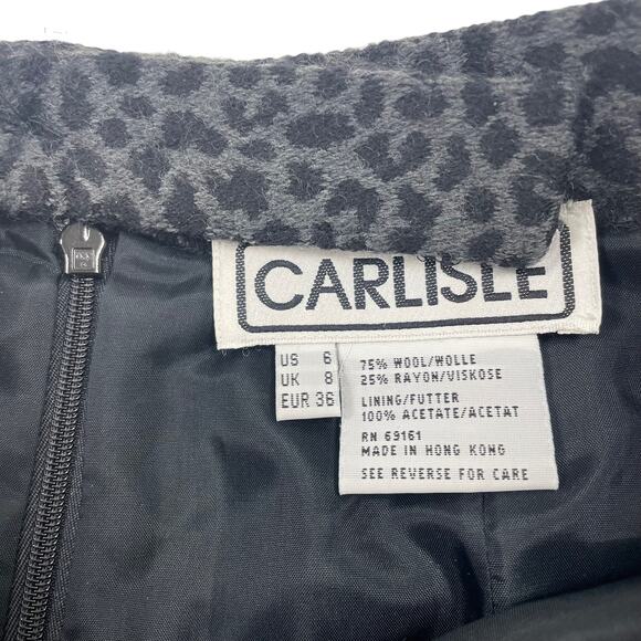 Carlisle Grey Black Leopard Print Wool Pencil Skirt Womens 6 - Picture 4 of 5